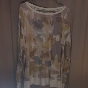 Peace Love World Cream and Purple Crew Neck Top